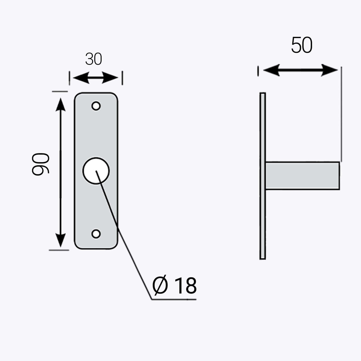 Contropiastra con tubo in ferro per rinforzo muro (coppia)