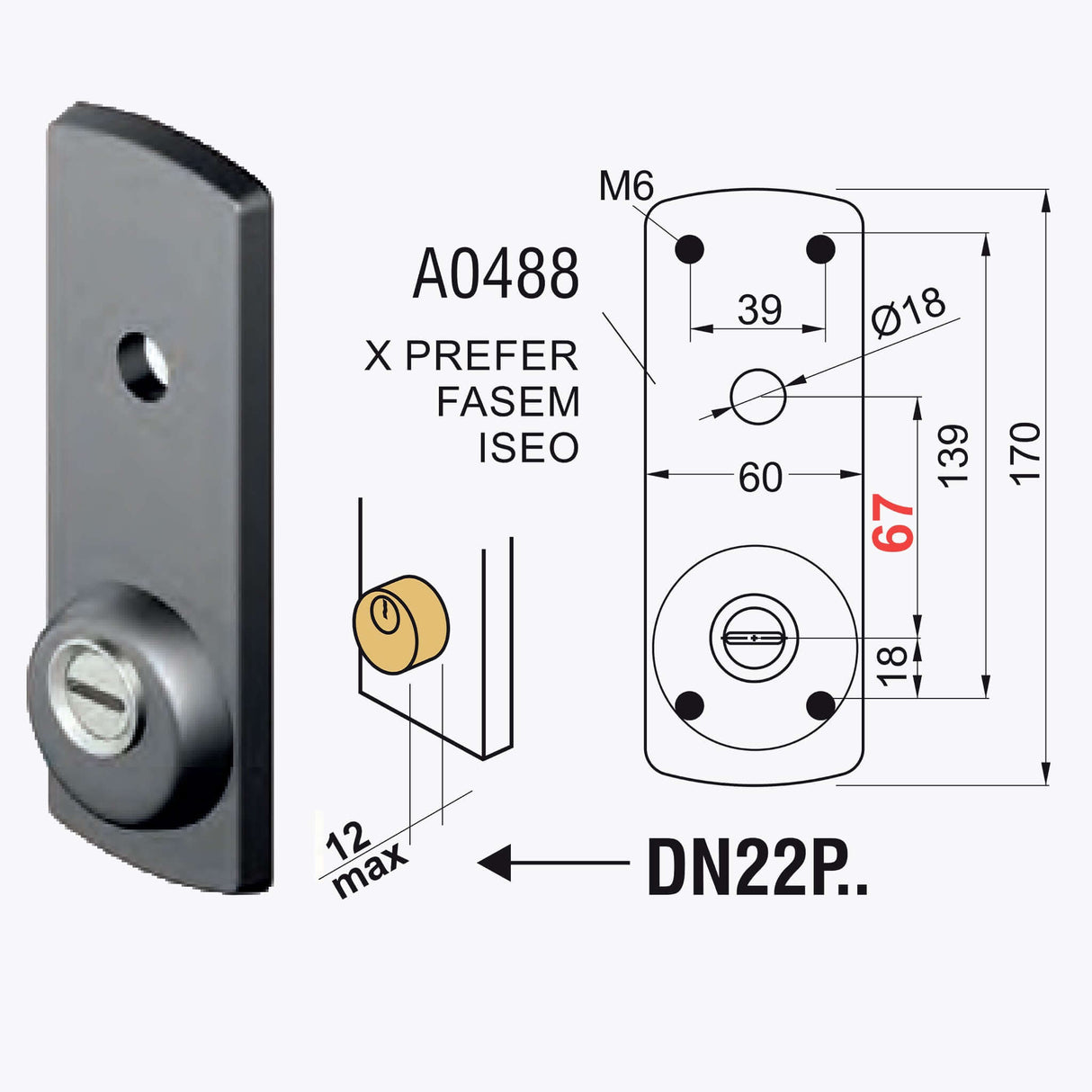 Protezione serratura garage basculante per cilindro tondo con maniglia