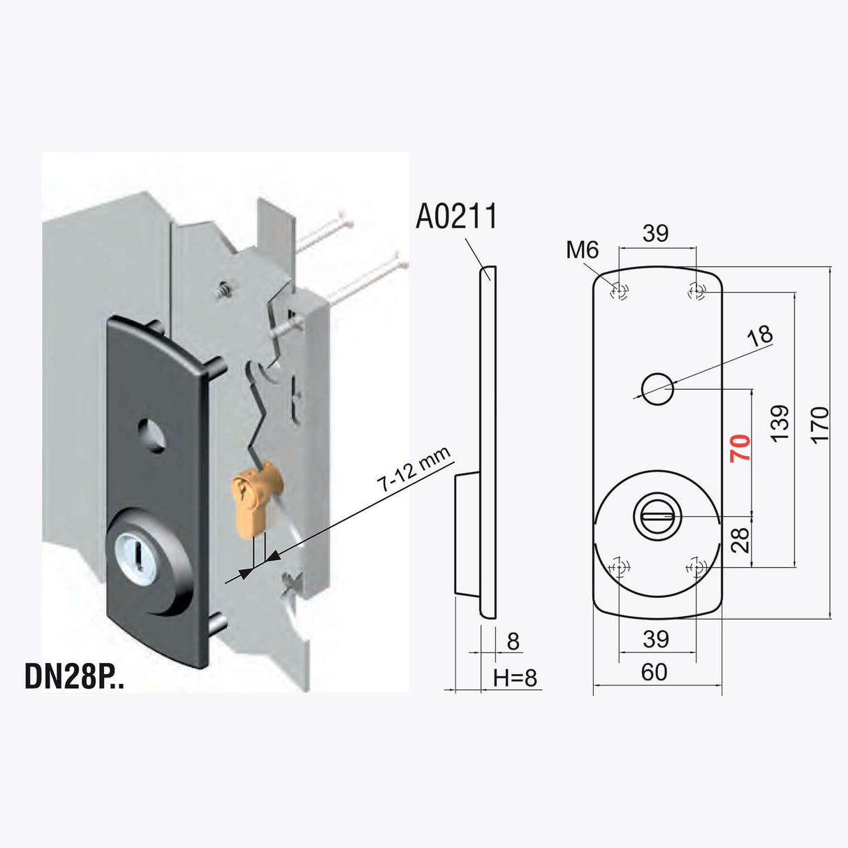 Protezione serratura basculante garage per cilindro normale