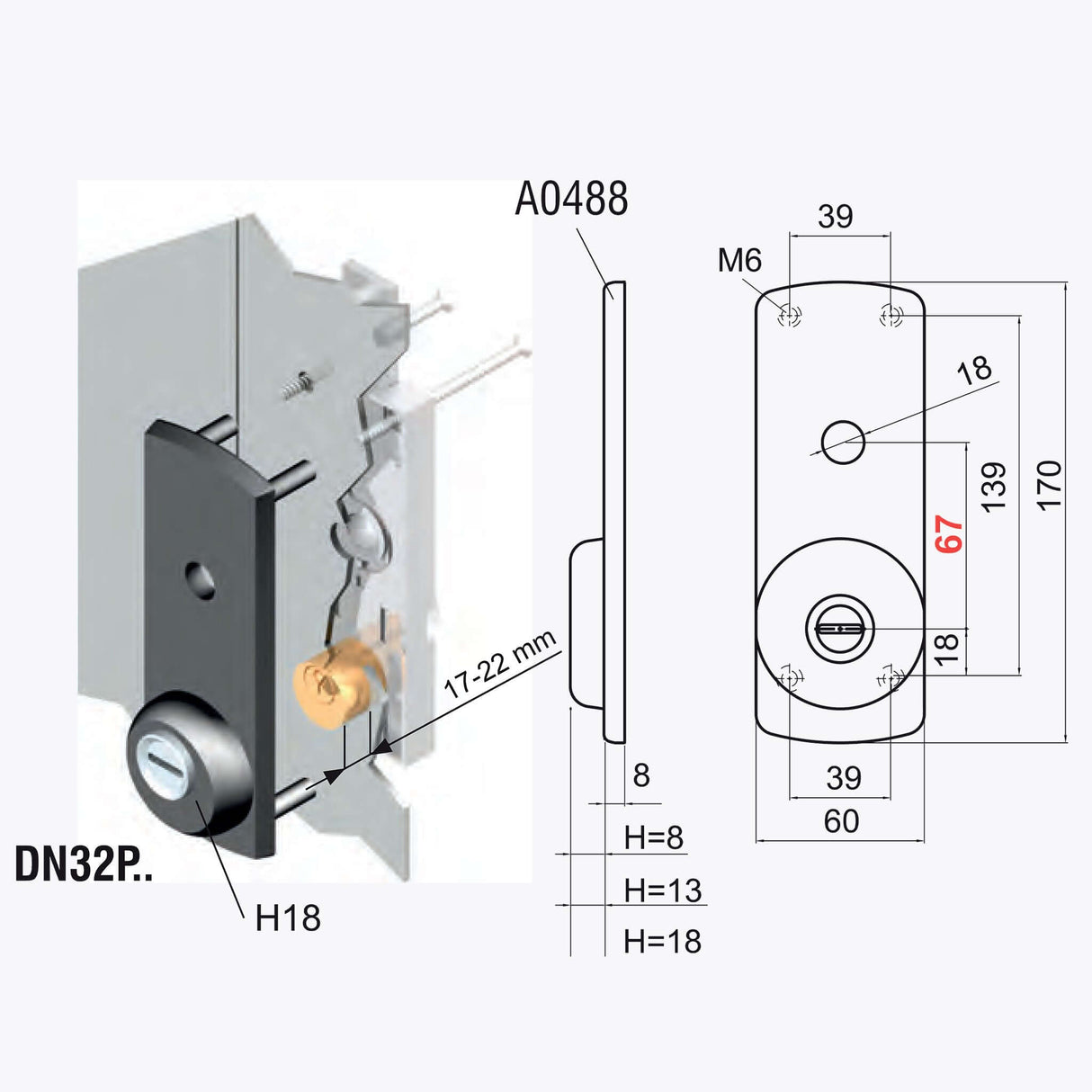 Protezione serratura garage basculante per cilindro tondo con maniglia