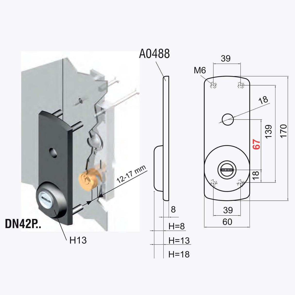 Protezione serratura garage basculante per cilindro tondo con maniglia