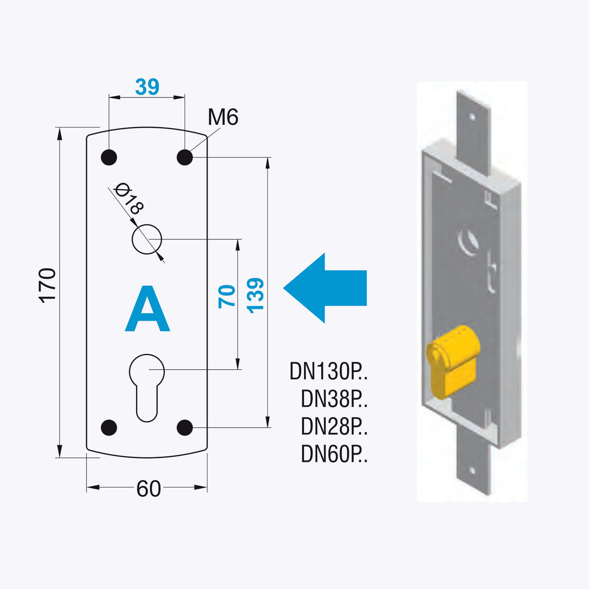 Protezione serratura basculante garage per cilindro normale